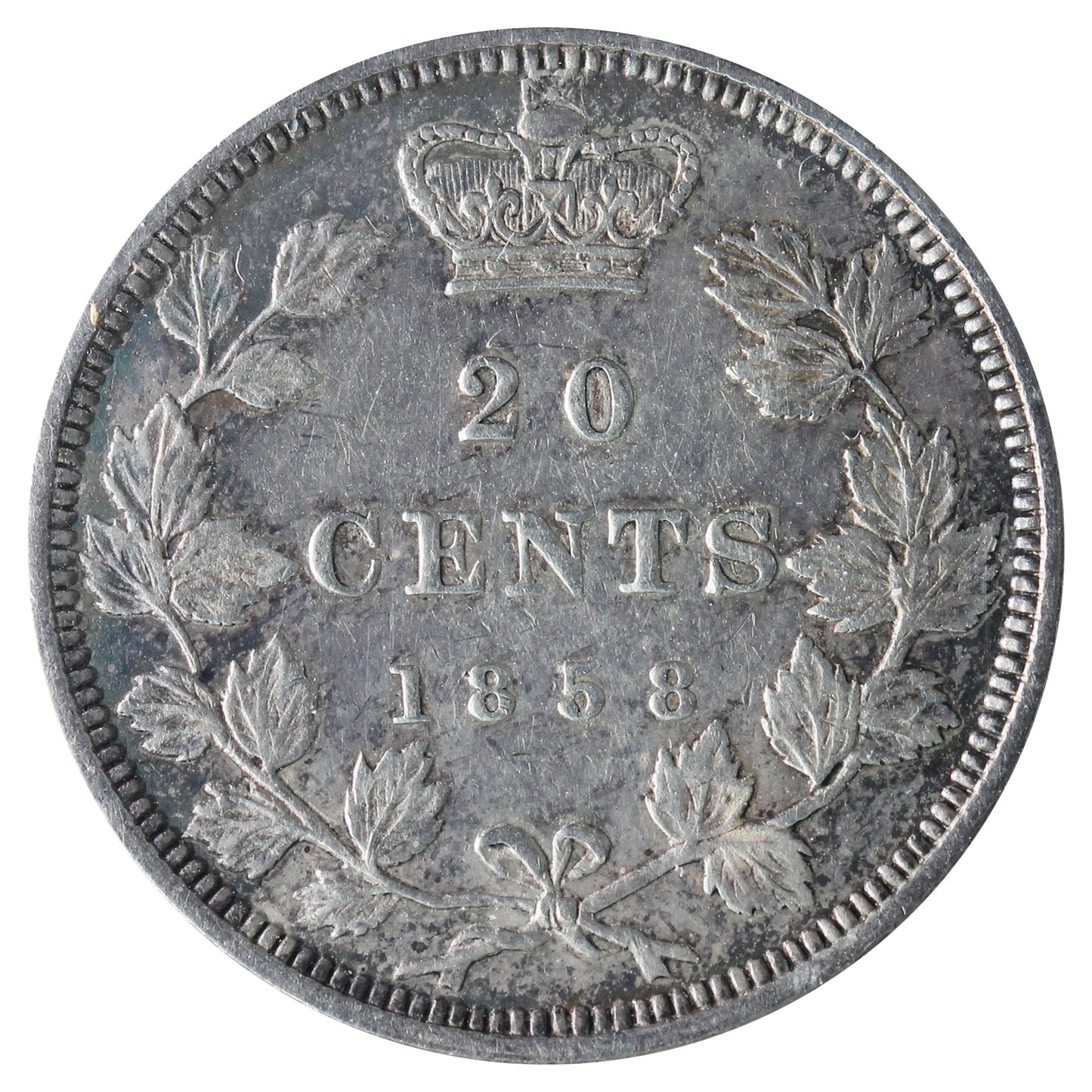1858 Canada 20-cents ICCS Certified VF30 (XVR 134)