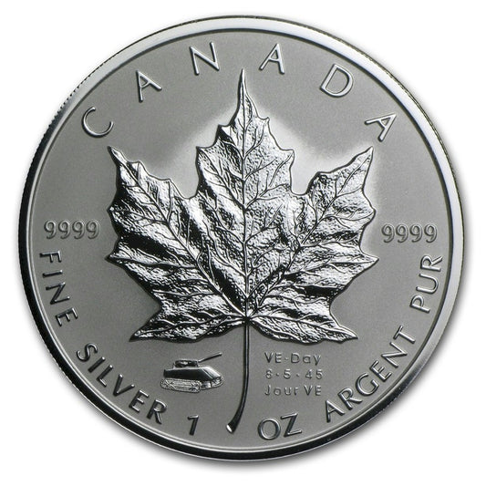 2005 Canada VE-Day Privy $5 Silver Maple Leaf (TAX Exempt)