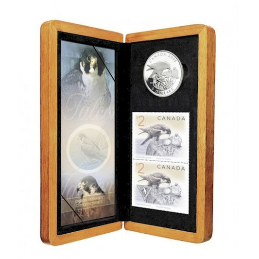 RDC 2006 Canada Peregrine Falcon & Nestlings $5 Coin & Stamp Set (Scratched Capsule)