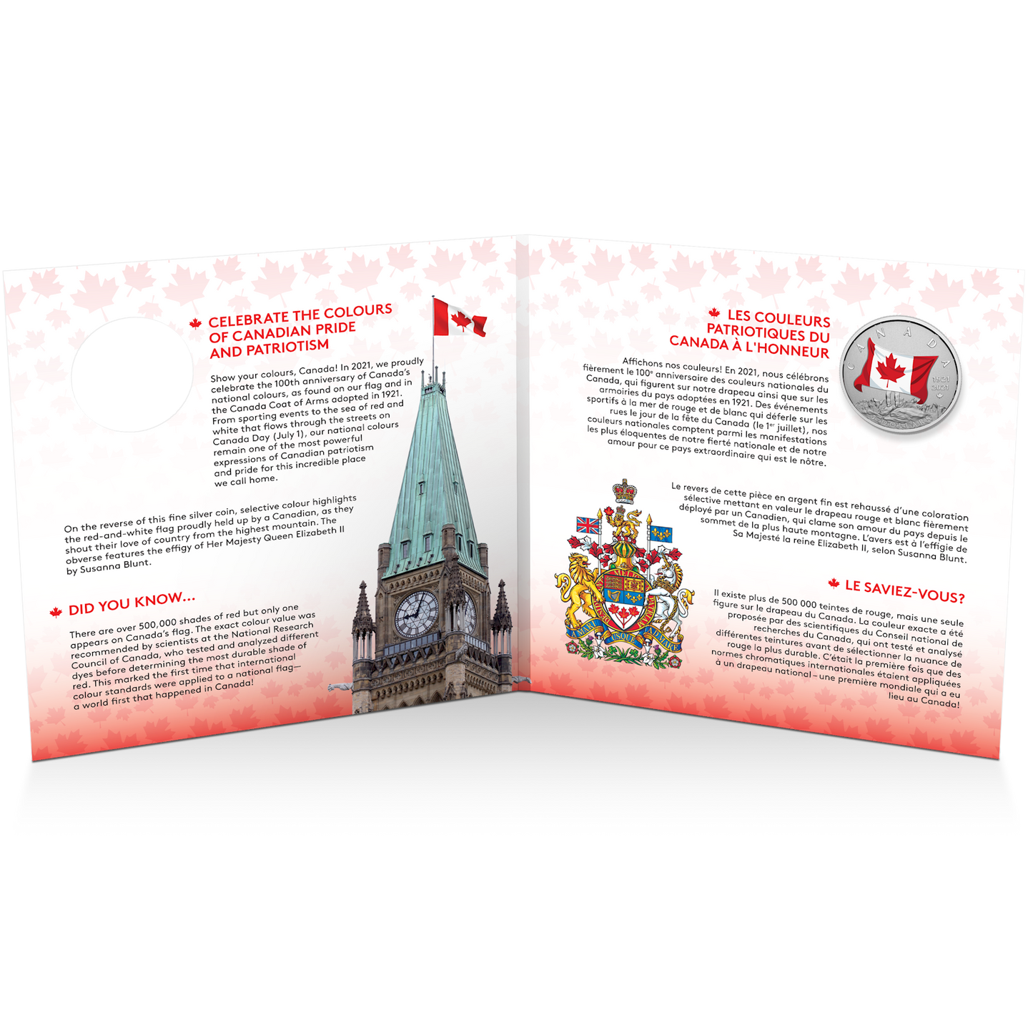 2021 $5 Moments to Hold - 100th Anniversary of Canada's National Colours (No Tax)