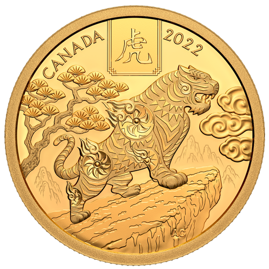 2022 Canada $100 Lunar Year of the Tiger 1/2oz. Pure Gold Coin (No Tax)