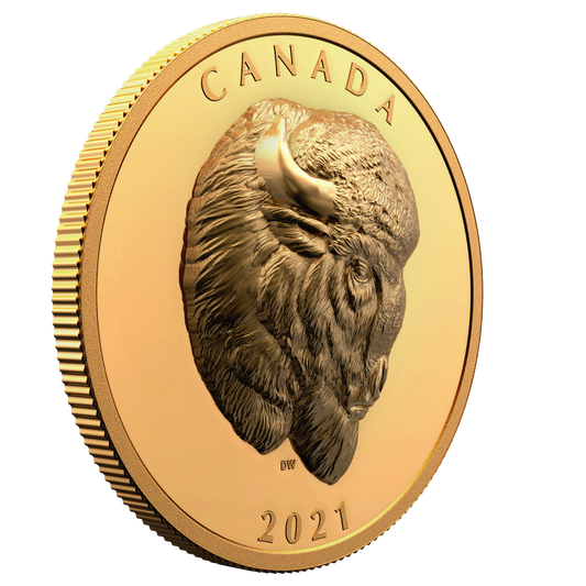 2021 Canada $250 Bold Bison Extraordinarily High Relief Pure Gold Coin (No Tax)