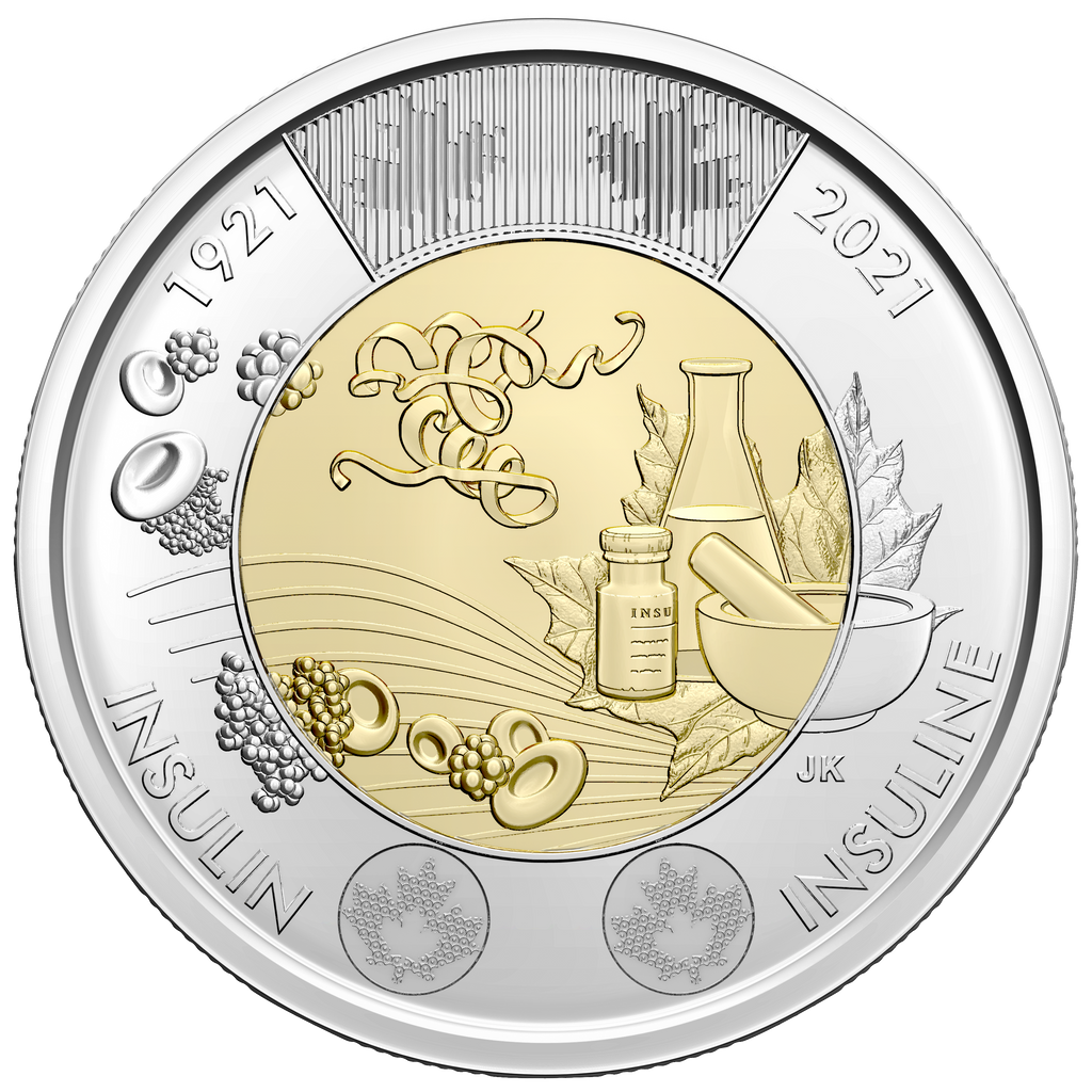 2021 Canada Two Dollar Uncoloured Discovery of Insulin Brilliant Uncirculated (MS-63)