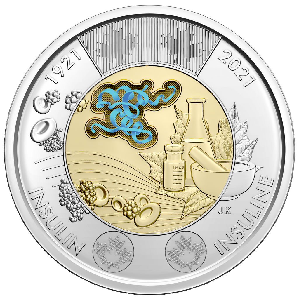 2021 Canada Two Dollar Coloured Discovery of Insulin Brilliant Uncirculated (MS-63)