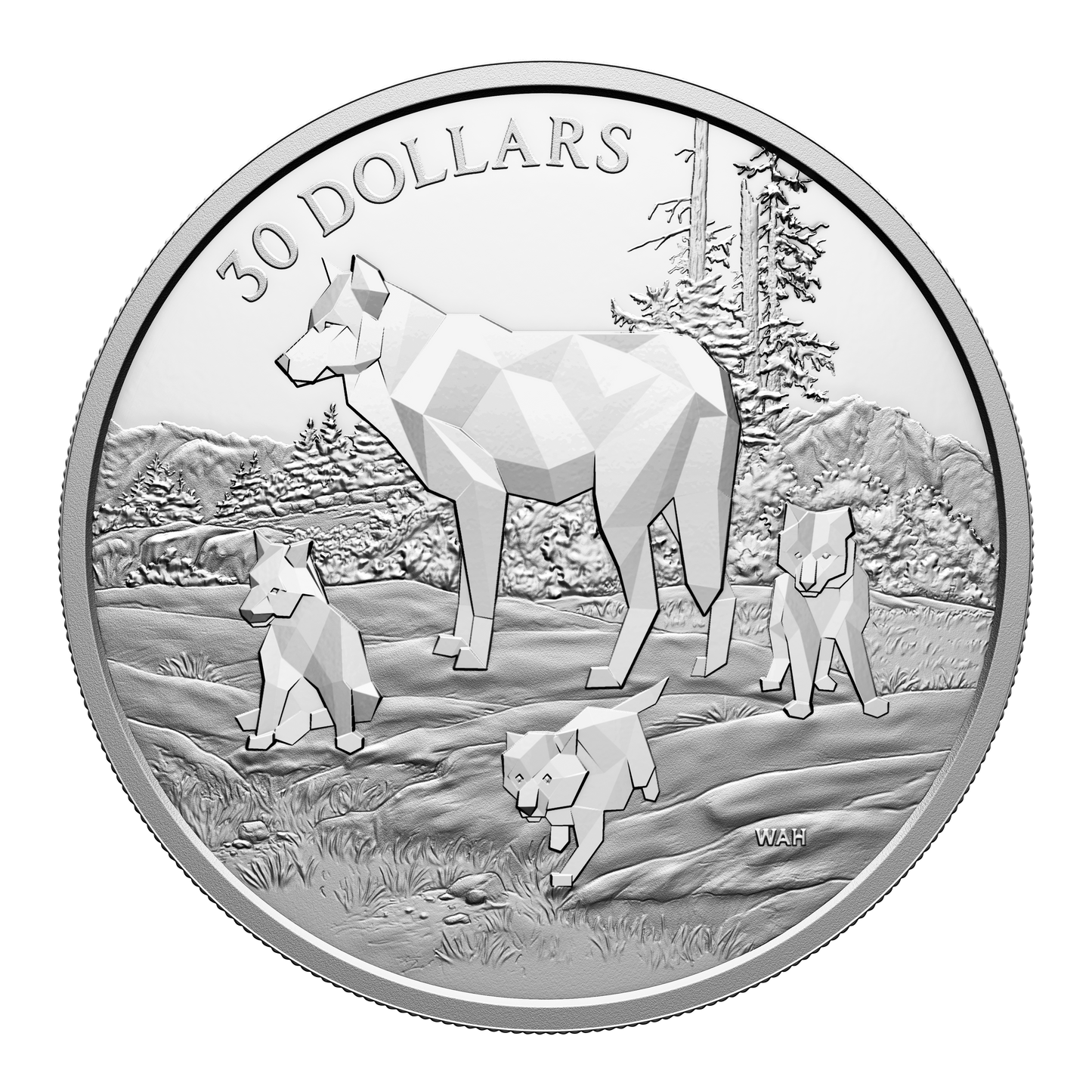2024 $30 Multifaceted Animal Family: Timber Wolves Fine Silver (No 2024 $30 Multifaceted Animal Family: Timber Wolves Fine Silver (No
