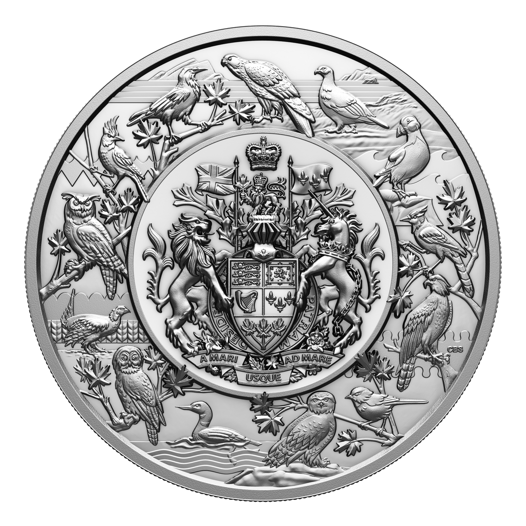 2024 $500 Heraldic Landscape: Birds of Canada 5 kilo Fine Silver (No Tax)