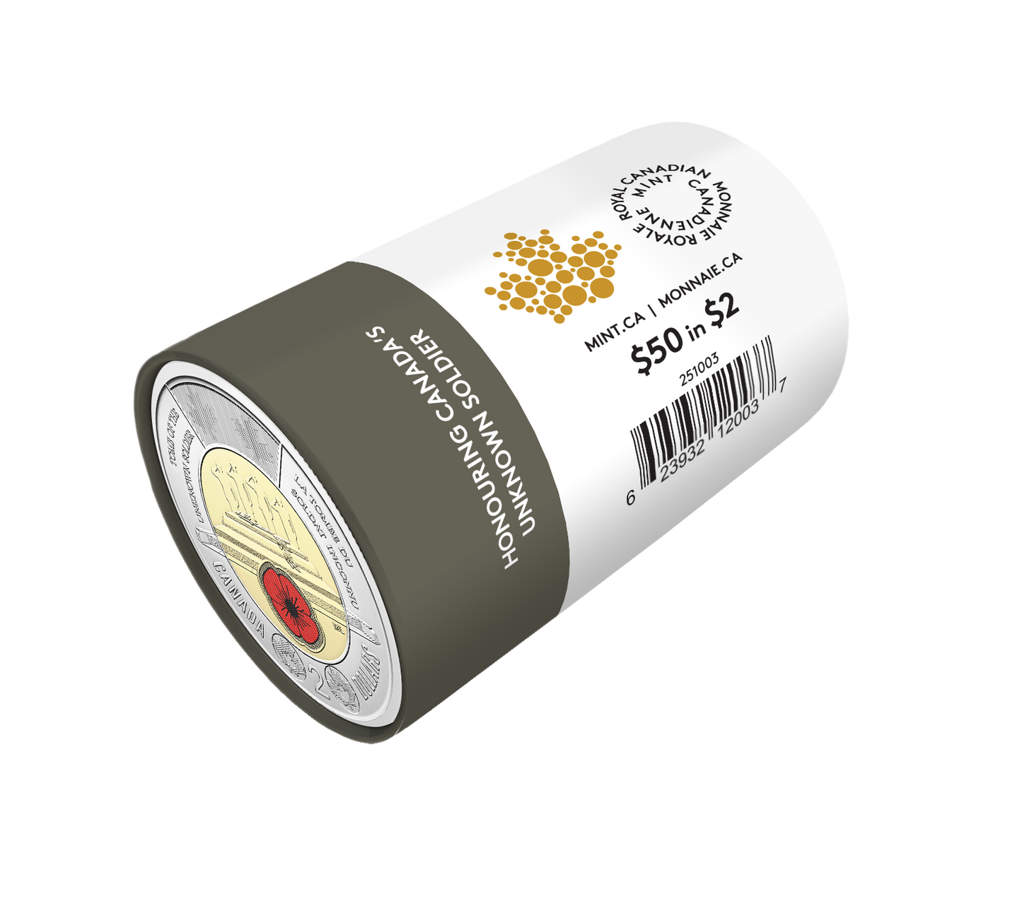 2025 $2 Honouring Canada's Unknown Soldier Special Wrap Roll Box Set