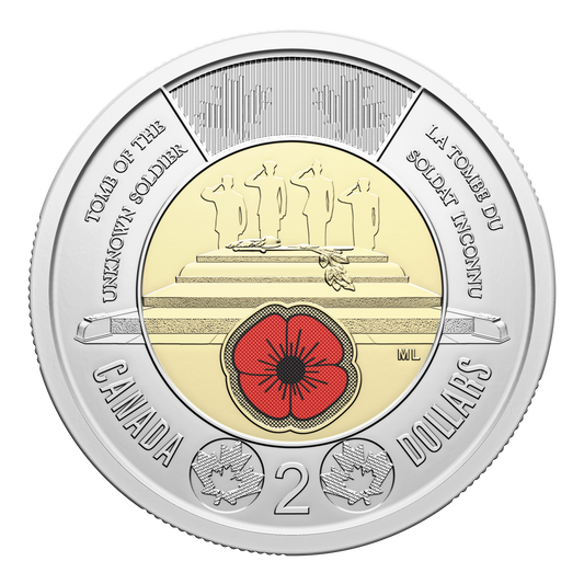 2025 Coloured $2 Honouring Canada's Unknown Soldier Brilliant Uncirculated (MS63)
