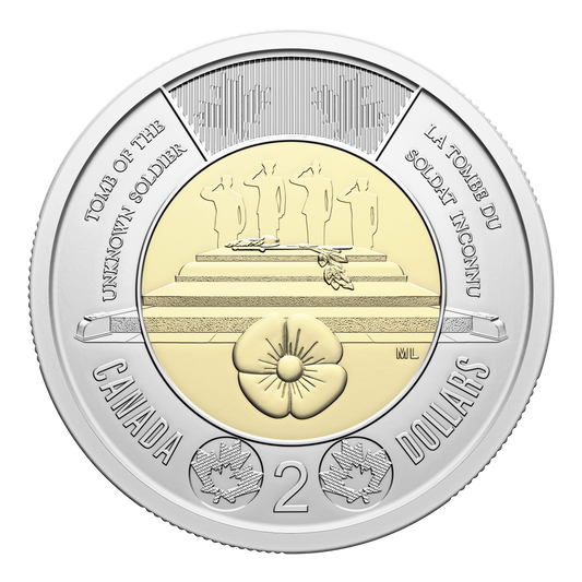 2025 Uncoloured $2 Honouring Canada's Unknown Soldier Brilliant Uncirculated (MS63)