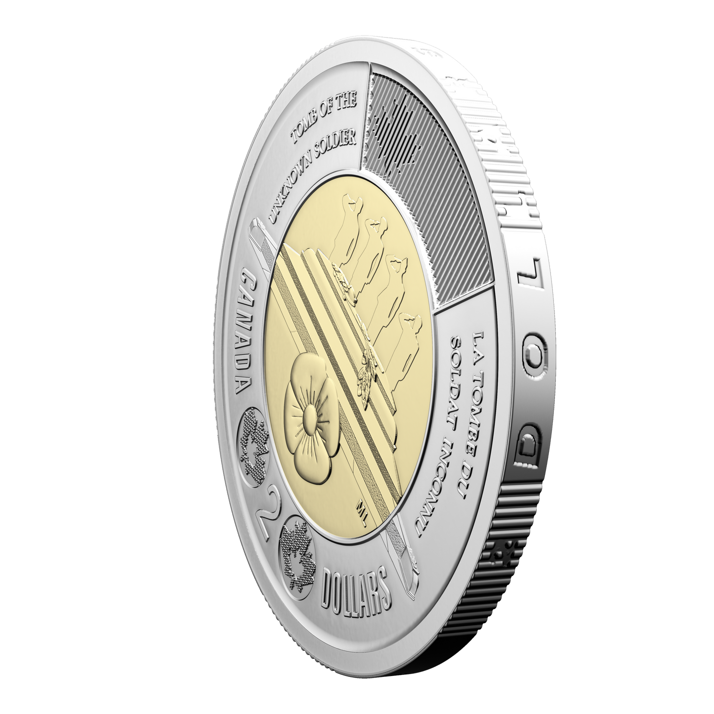 2025 Uncoloured $2 Honouring Canada's Unknown Soldier Special Wrapped Roll of 25pcs