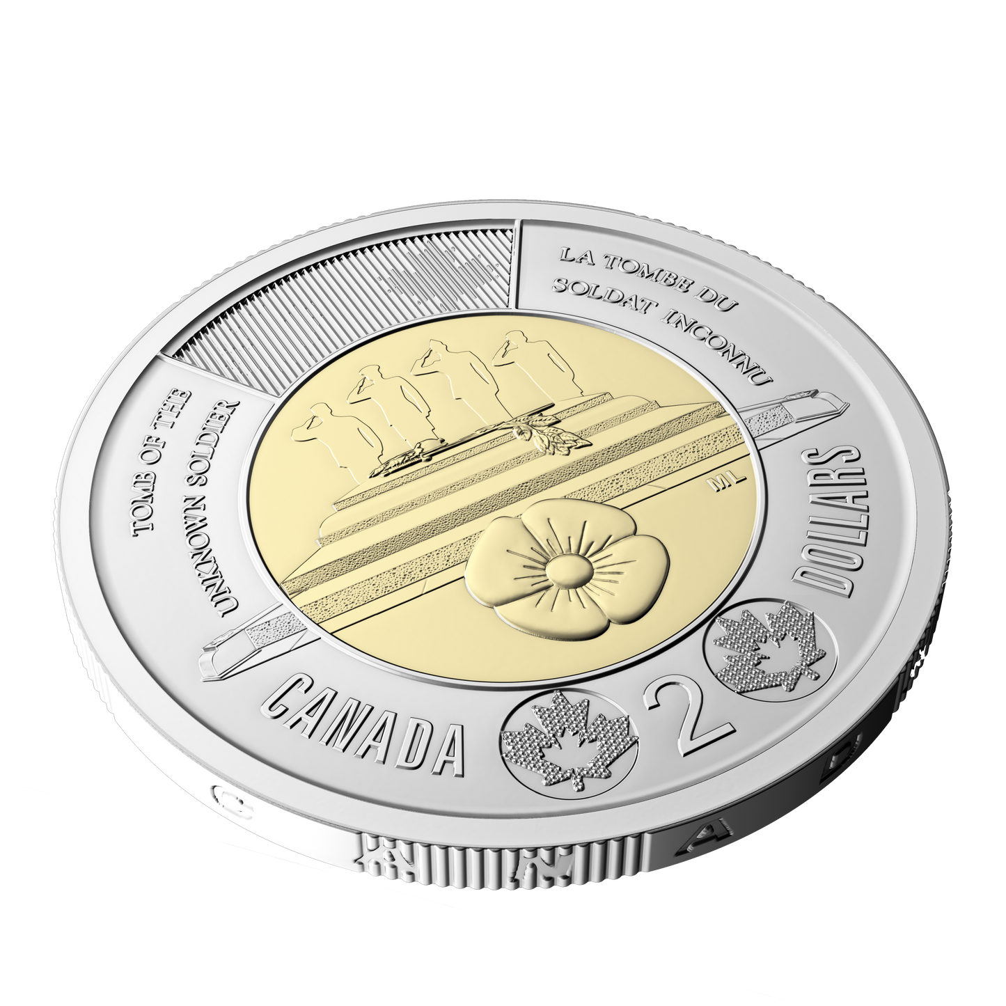 2025 Uncoloured $2 Honouring Canada's Unknown Soldier Special Wrapped Roll of 25pcs
