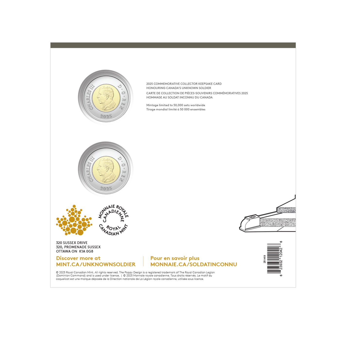 2025 Honouring Canada's Unknown Soldier Commemorative Collector Keepsake