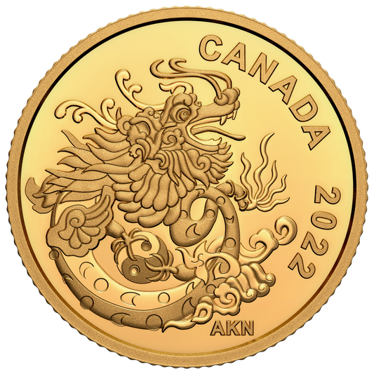2022 Canada $8 Earth Dragon Pure Gold Coin (No Tax)