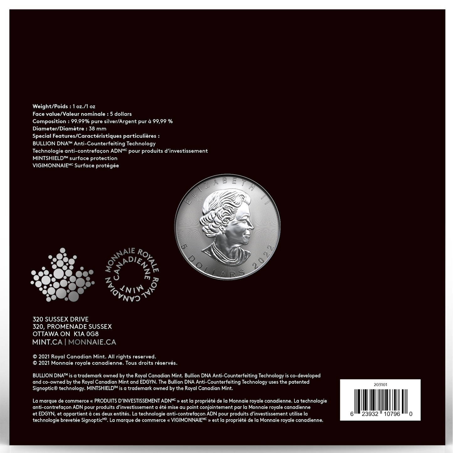2022 Canada $5 Happy Birthday Treasured Silver Maple Leaf 1oz. .999 Fine Silver (No Tax)