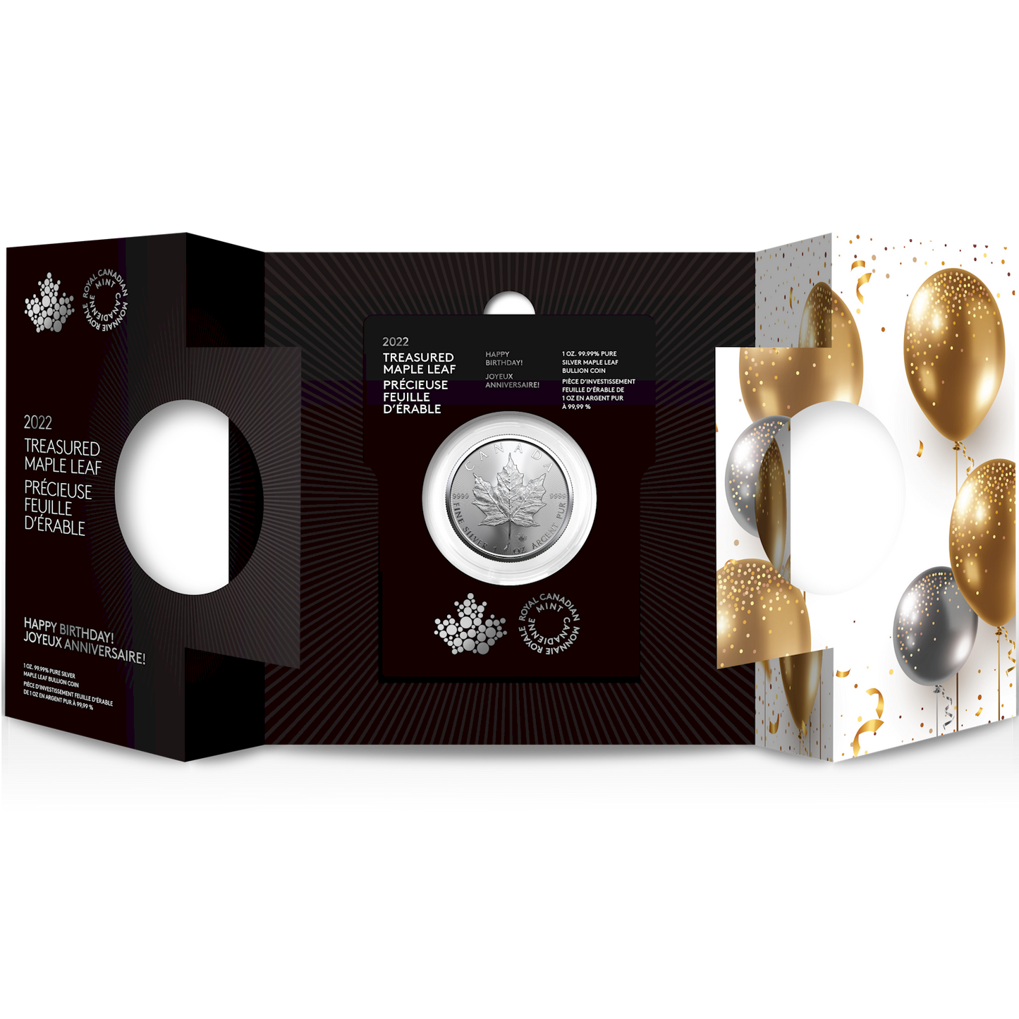 2022 Canada $5 Happy Birthday Treasured Silver Maple Leaf 1oz. .999 Fine Silver (No Tax)