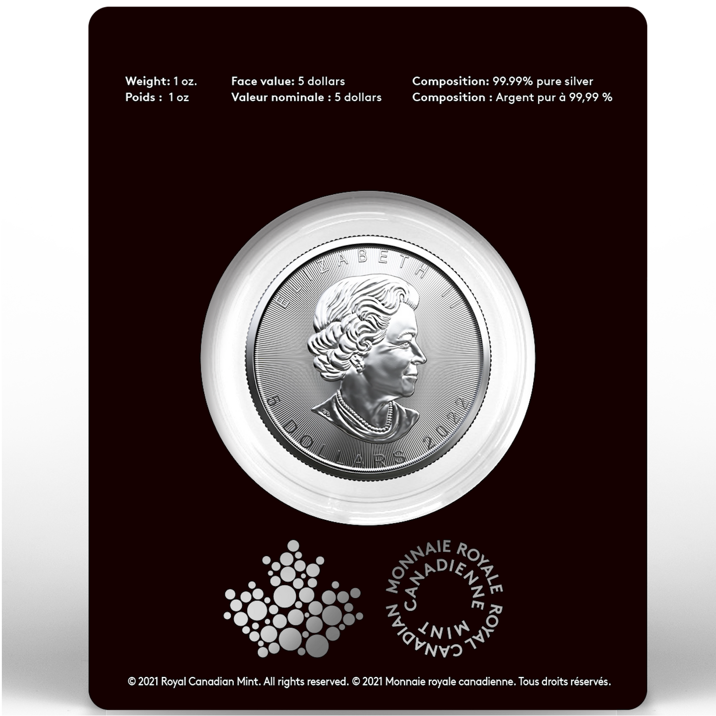 2022 Canada $5 Happy Birthday Treasured Silver Maple Leaf 1oz. .999 Fine Silver (No Tax)