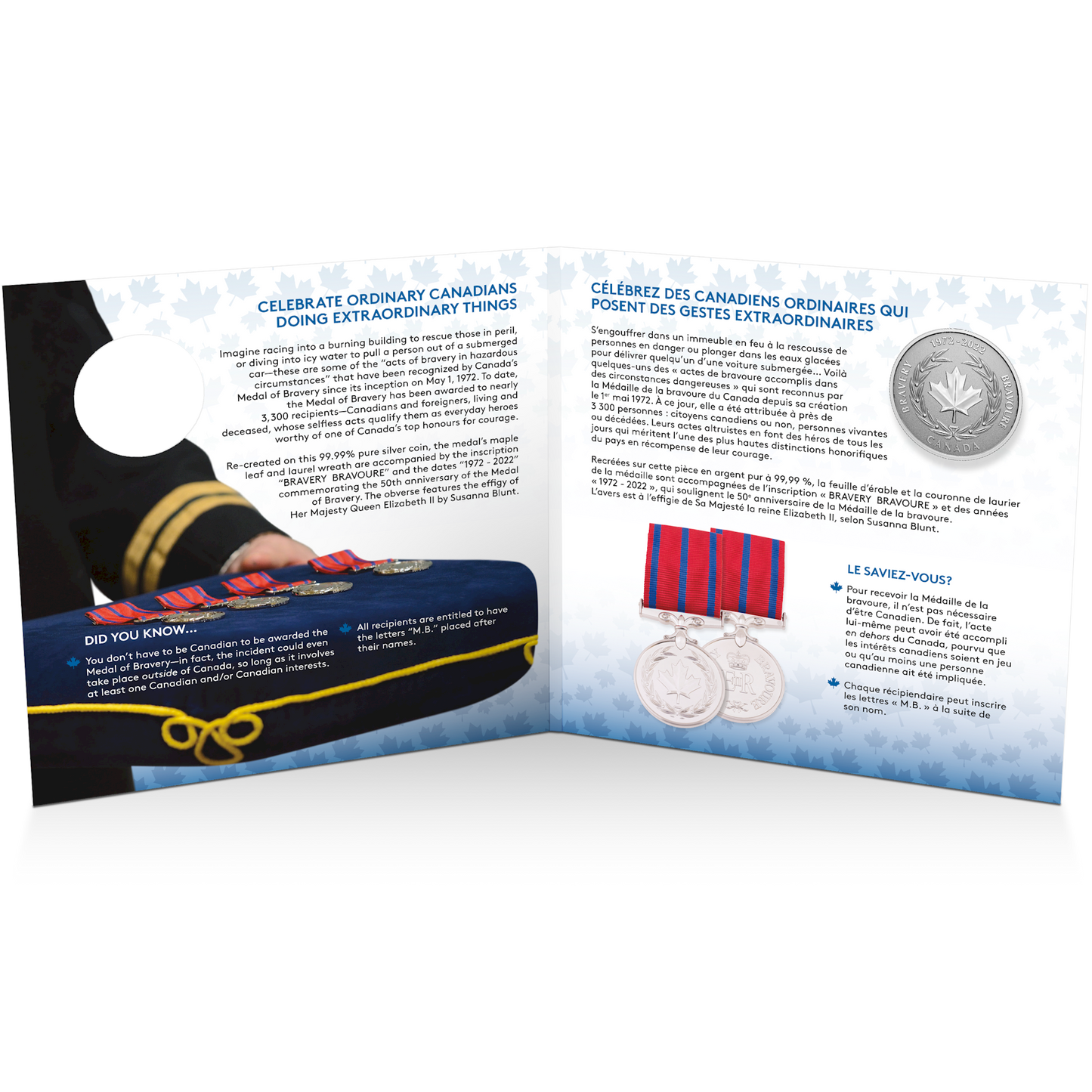 2022 Canada $5 Moments to Hold: 50th Anniversary of the Medal of Bravery Silver (No Tax)