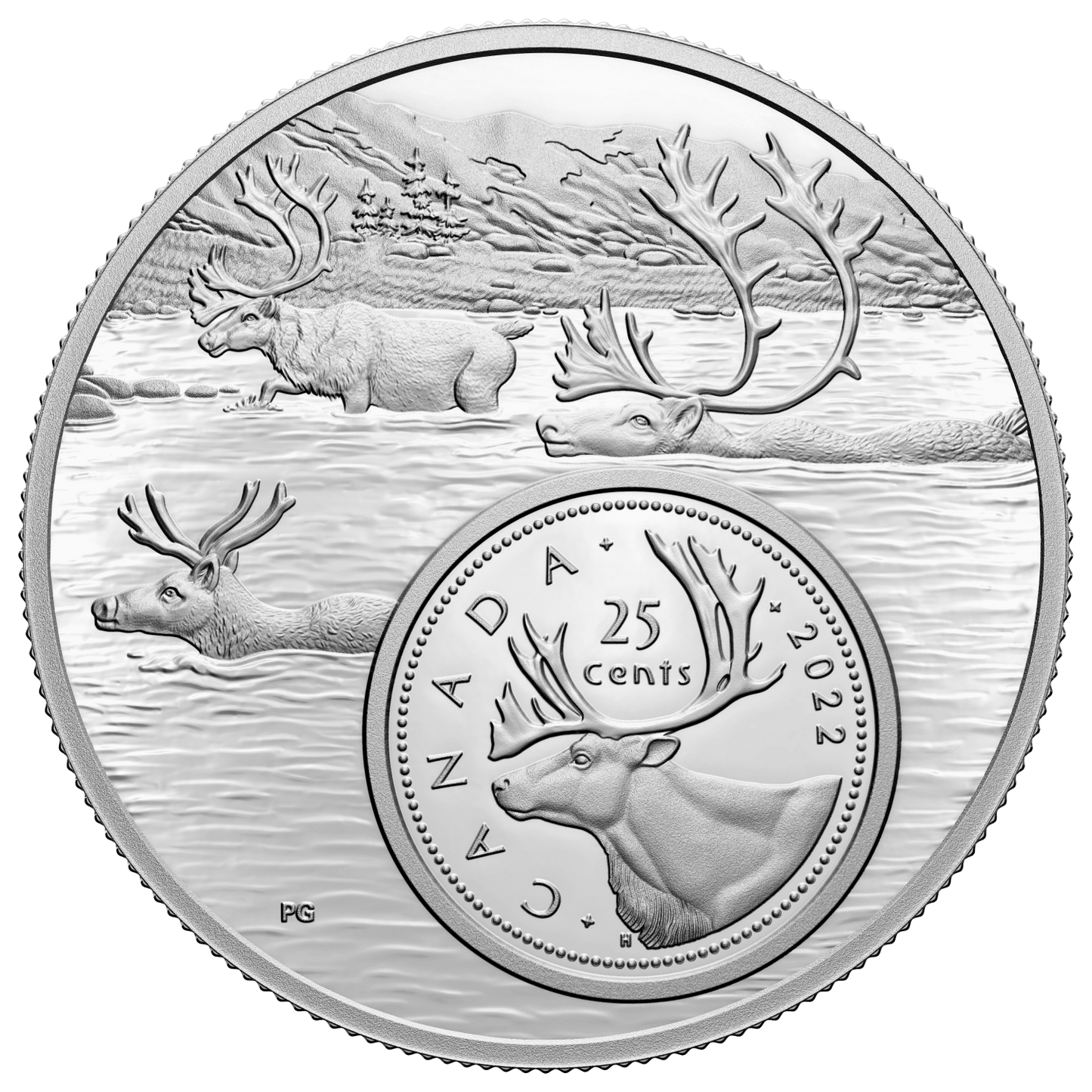 2022 Canada 25-cent The Bigger Picture: The Caribou 5oz Fine Silver (No Tax)