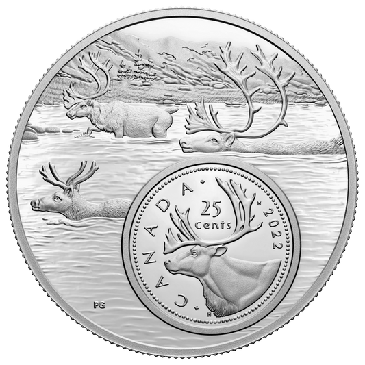 2022 Canada 25-cent The Bigger Picture: The Caribou 5oz Fine Silver (No Tax)