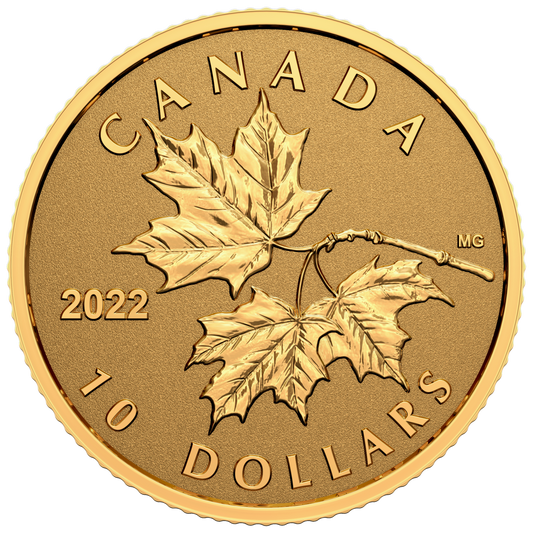 2022 Canada $10 Everlasting Maple Leaf 1/20oz. Pure Gold Coin (No Tax)