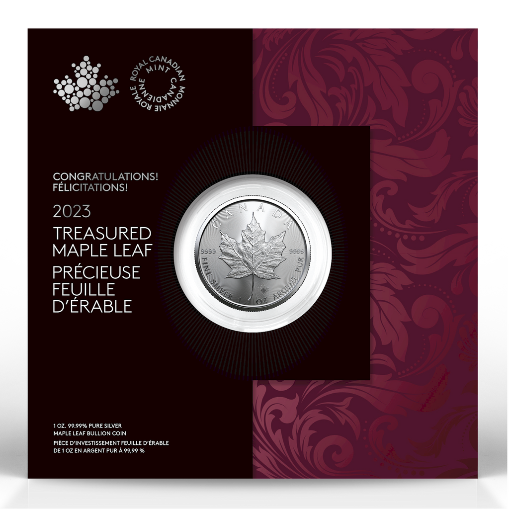 2023 Canada $5 Treasured Silver Maple Leaf: Congratulations 1oz. Pure Silver (No Tax)