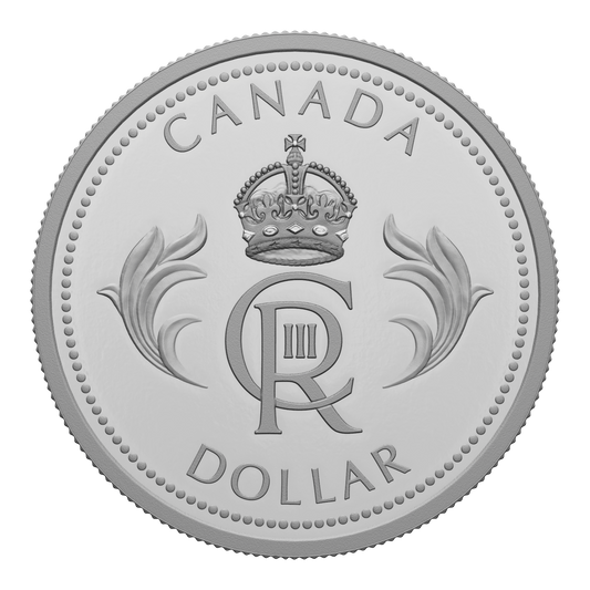 RDC 2023 Canada King Charles III's Royal Cypher Ltd Ed. Proof Silver Dollar (No Tax) Scratched capsule