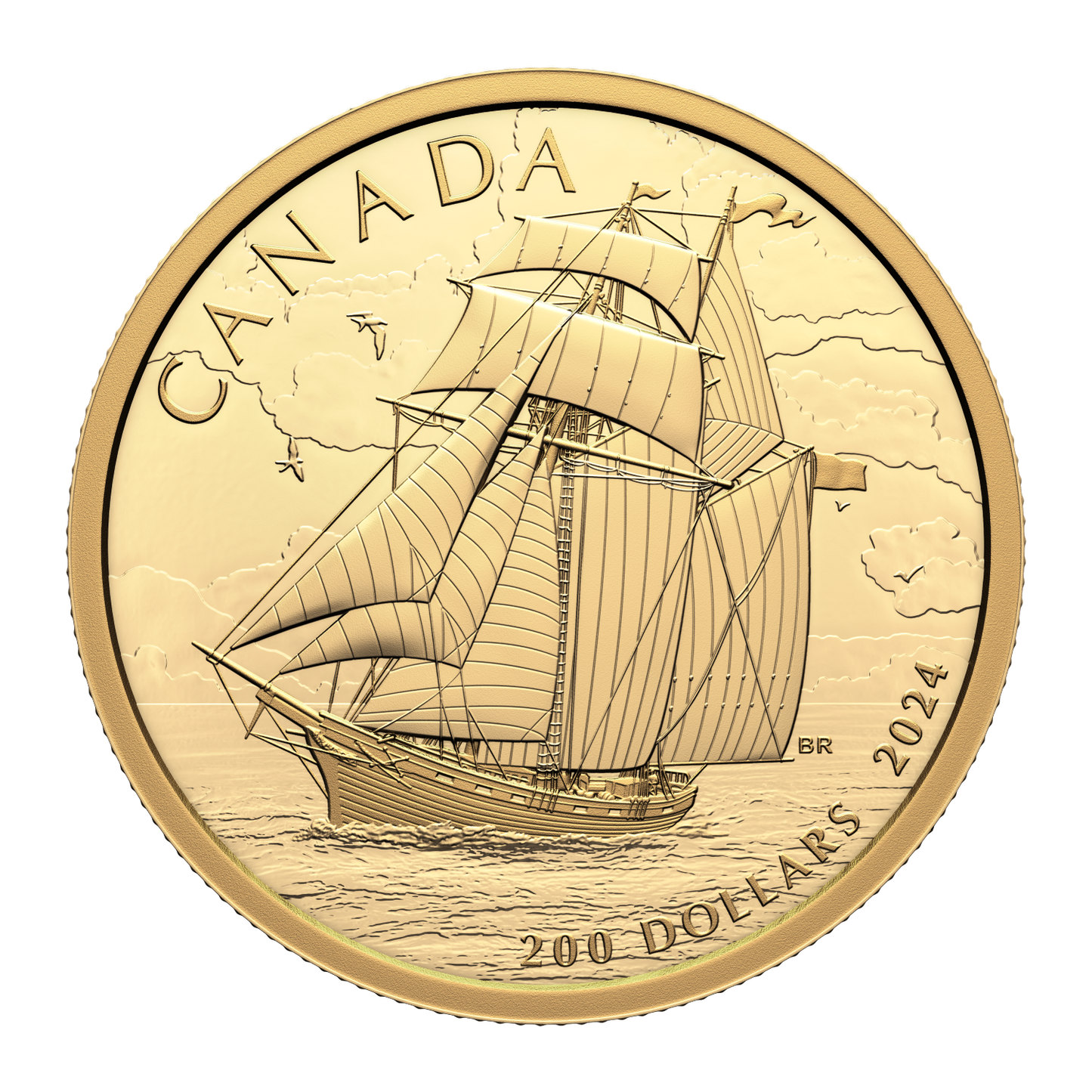 2024 Canada $200 Tall Ships: Topsail Schooner 1/2 oz. Pure Gold (No Tax)