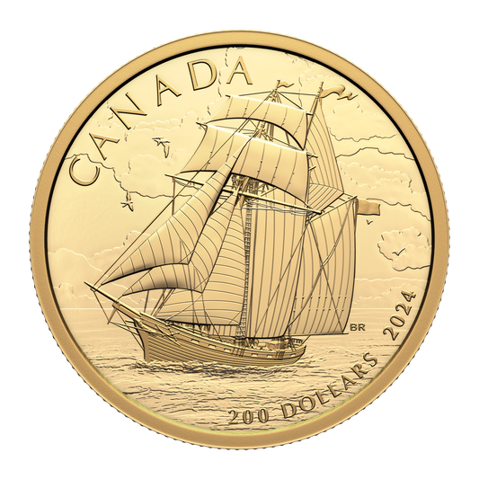 2024 Canada $200 Tall Ships: Topsail Schooner 1/2 oz. Pure Gold (No Tax)