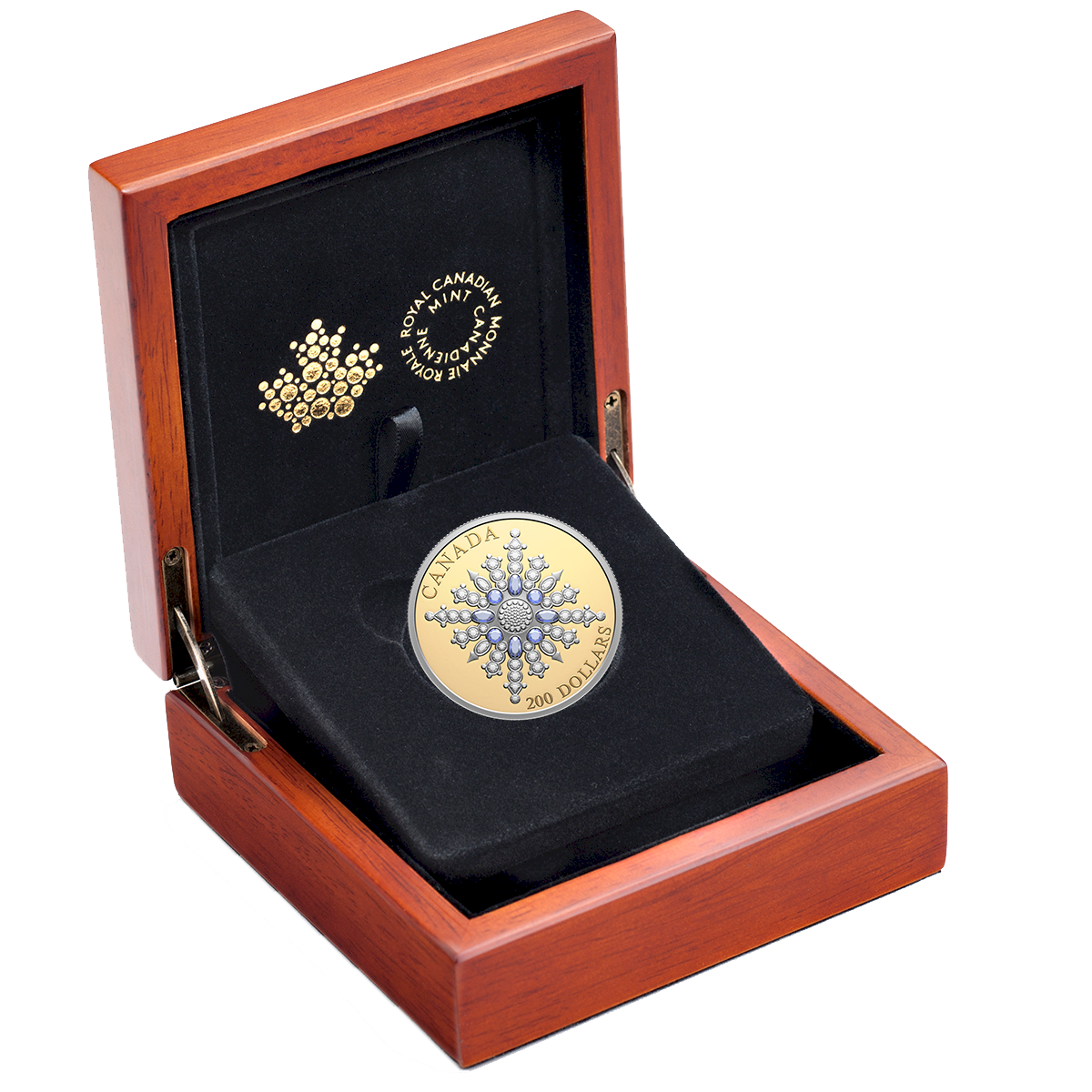 2024 Canada $20 Sapphire Jubilee Snowflake Brooch 2 oz. Fine Gold Coin