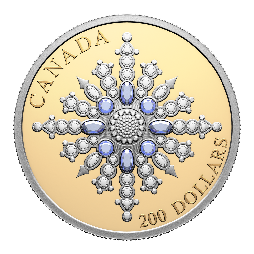2024 Canada $20 Sapphire Jubilee Snowflake Brooch 2 oz. Fine Gold Coin