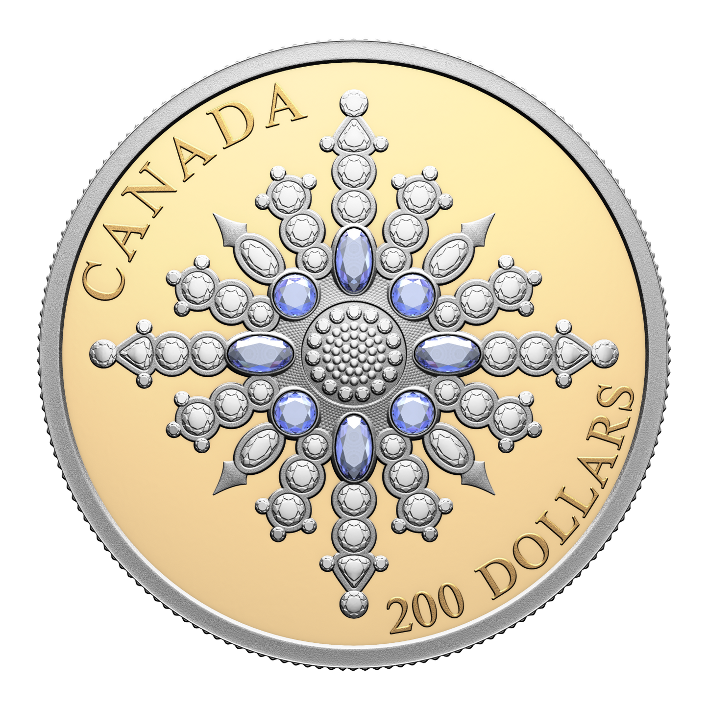2024 Canada $20 Sapphire Jubilee Snowflake Brooch 2 oz. Fine Gold Coin