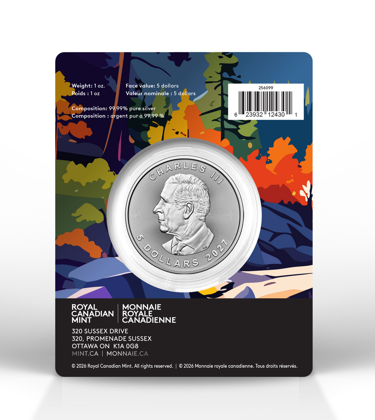 (Pre-Order) 2027 Canada $5 Treasured Silver Maple Leaf Loon Privy (Premium Bullion) Pure Silver (No Tax)