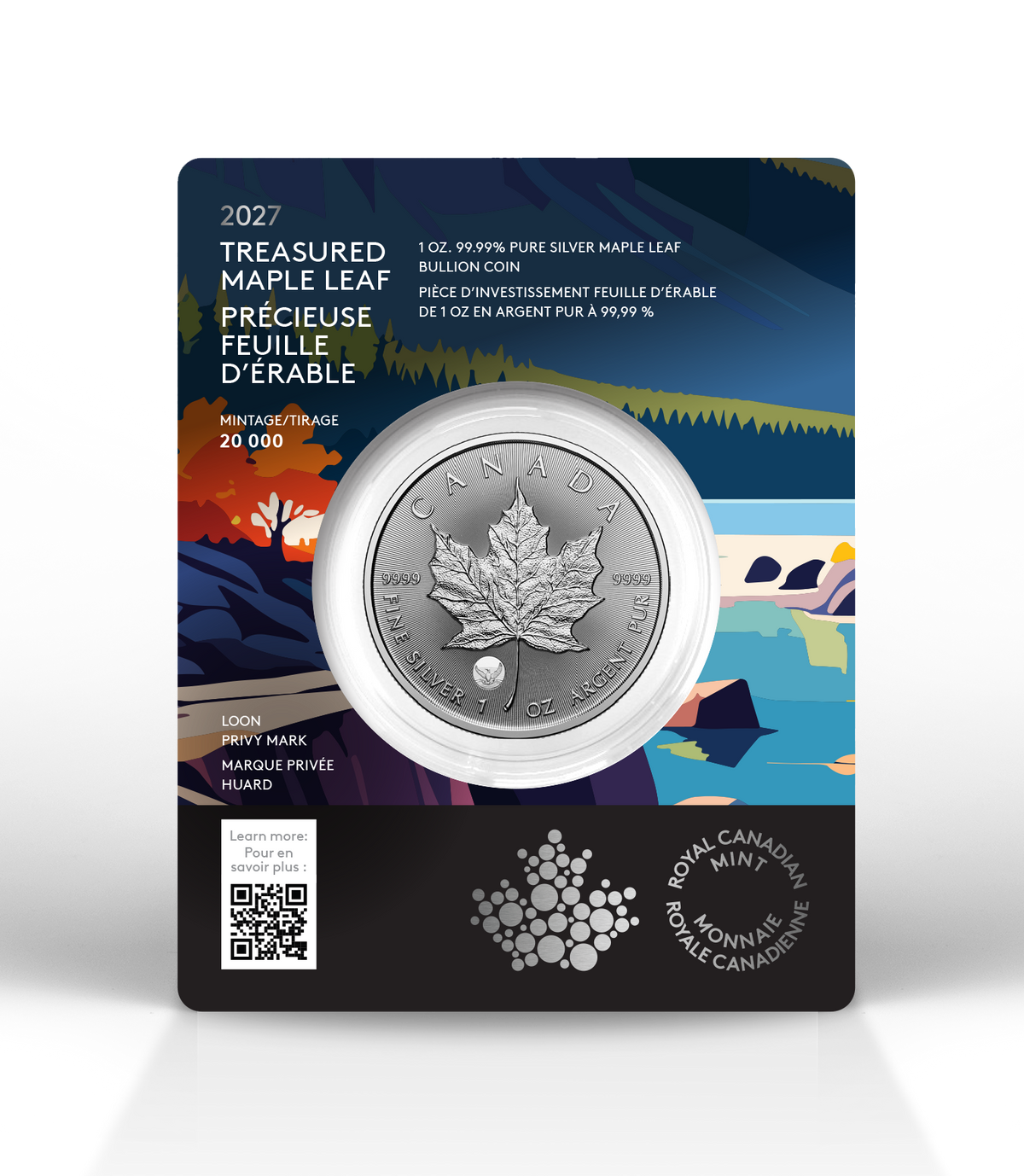 (Pre-Order) 2027 Canada $5 Treasured Silver Maple Leaf Loon Privy (Premium Bullion) Pure Silver (No Tax)