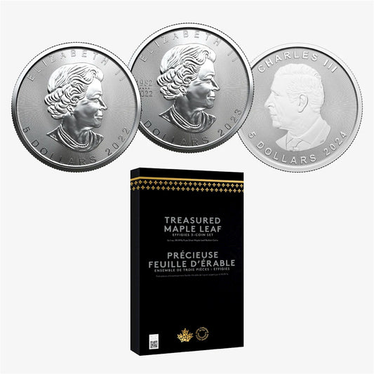 2022-2024 Canada $5 Treasured Maple Leaf Effigies 3-coin Set (No Tax)