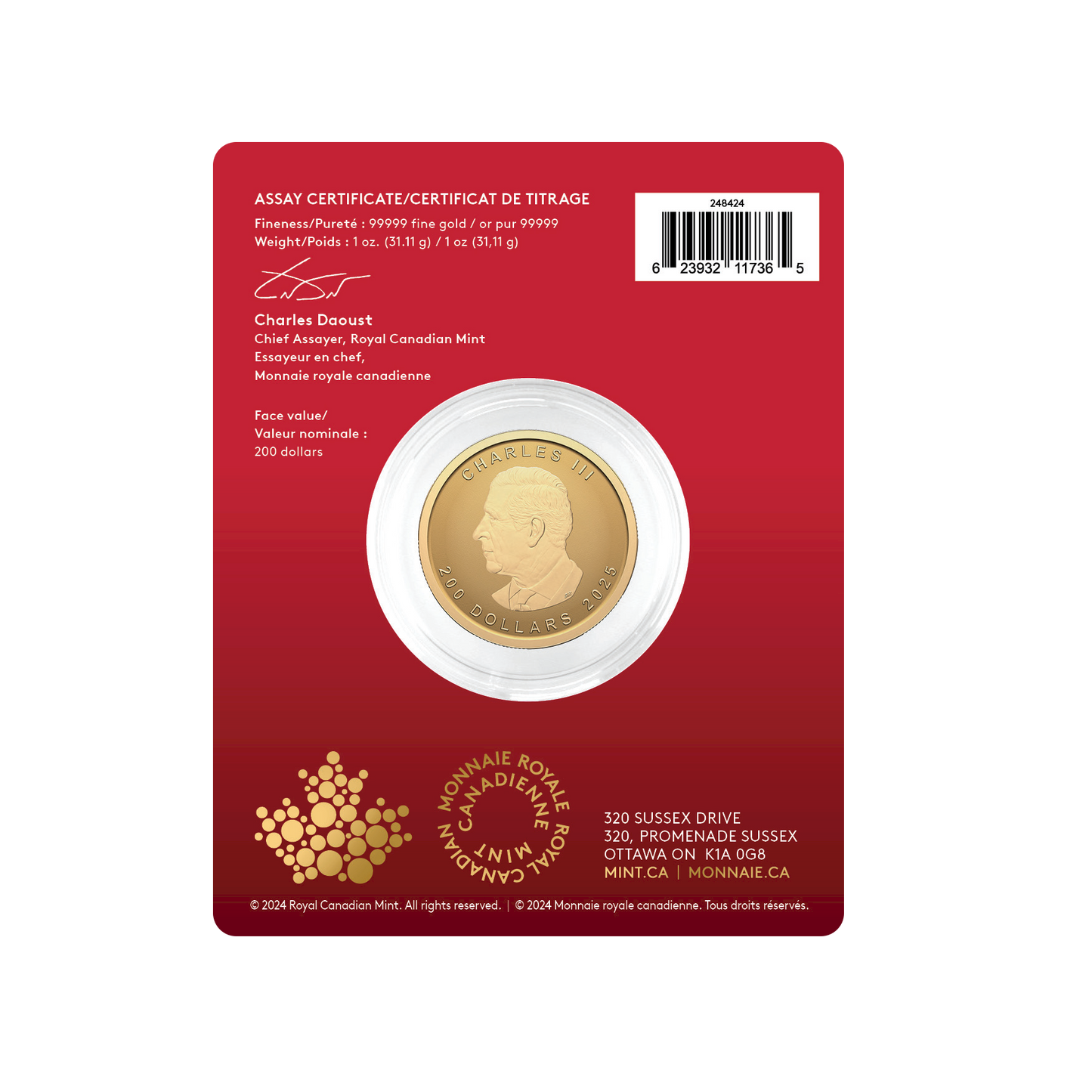 2025 Canada $200 Premium Bullion: Our Purest Maple Leaf 1oz 2025 Canada $200 Premium Bullion: Our Purest Maple Leaf 1oz