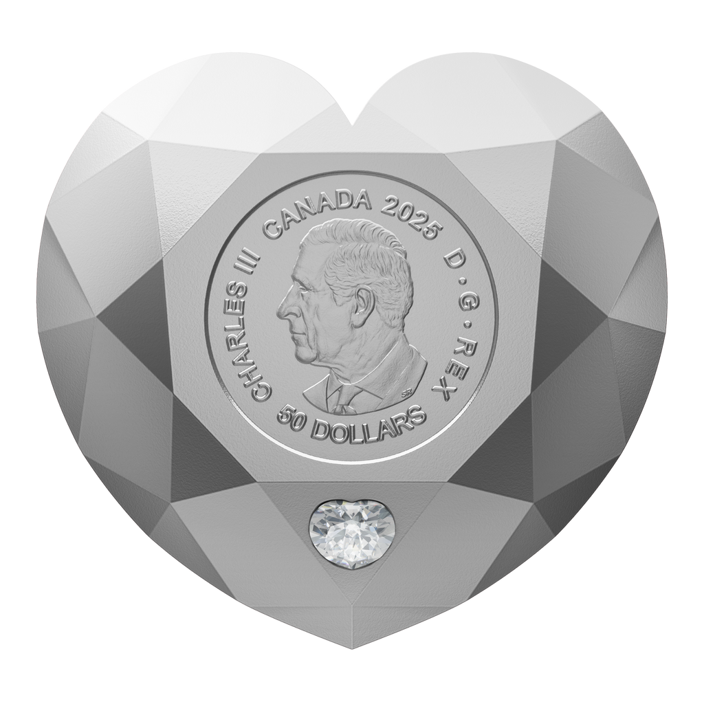 2025 Canada $50 Heart Diamond Fine Silver Diamond Shaped Coin (No Tax)