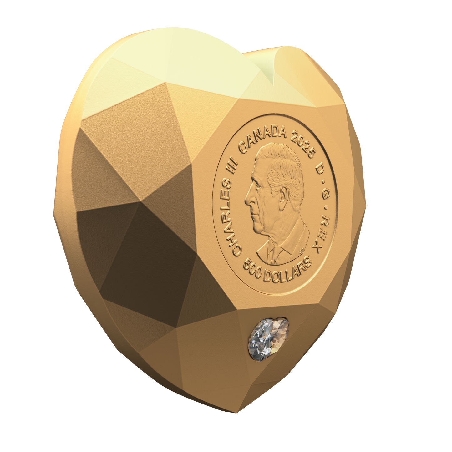 2025 Canada $500 Heart Diamond Pure Gold Diamond-Shaped Coin (No Tax)