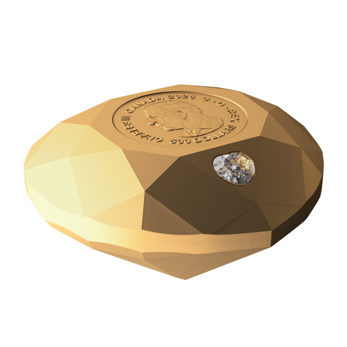 2025 Canada $500 Heart Diamond Pure Gold Diamond-Shaped Coin (No Tax)