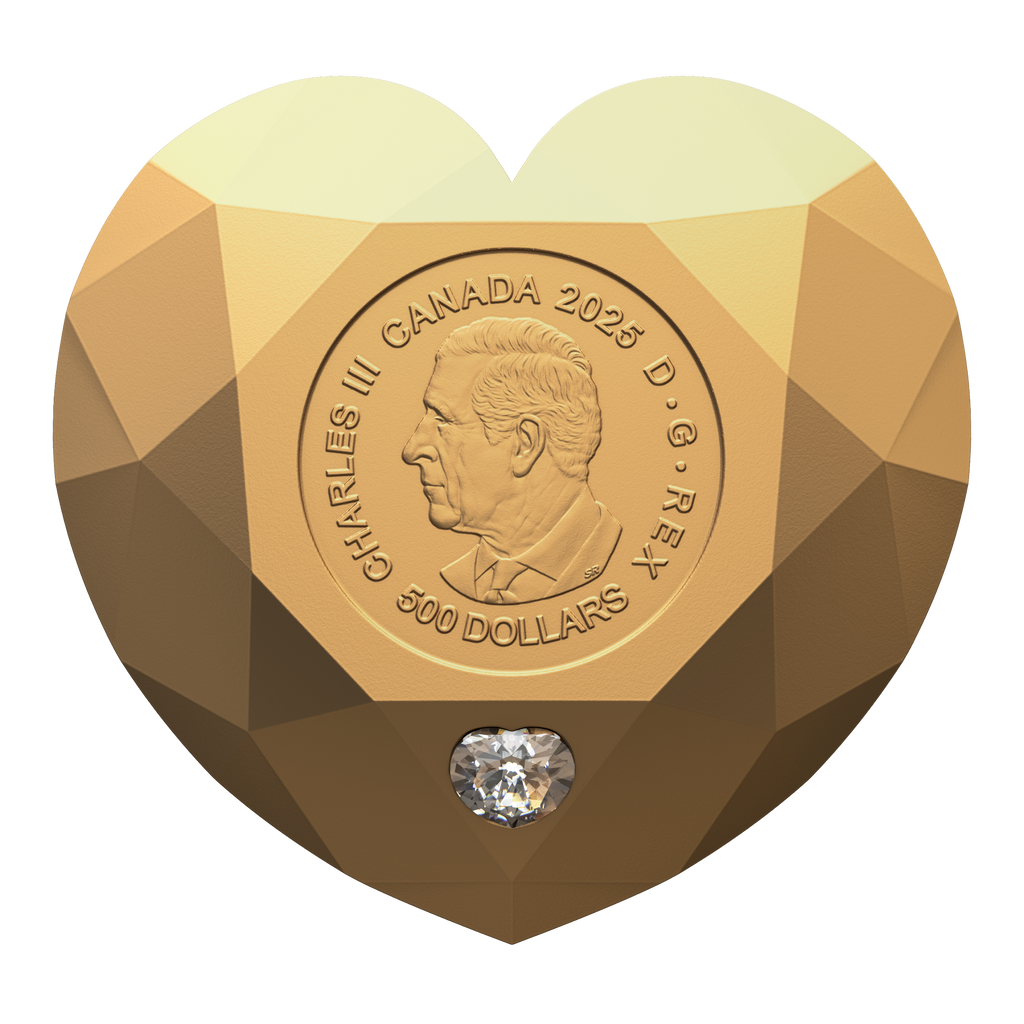 2025 Canada $500 Heart Diamond Pure Gold Diamond-Shaped Coin (No Tax)