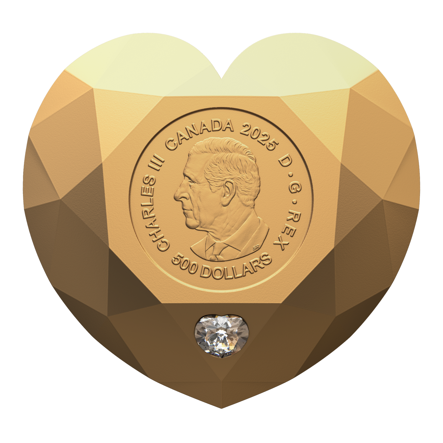 2025 Canada $500 Heart Diamond Pure Gold Diamond-Shaped Coin (No Tax)