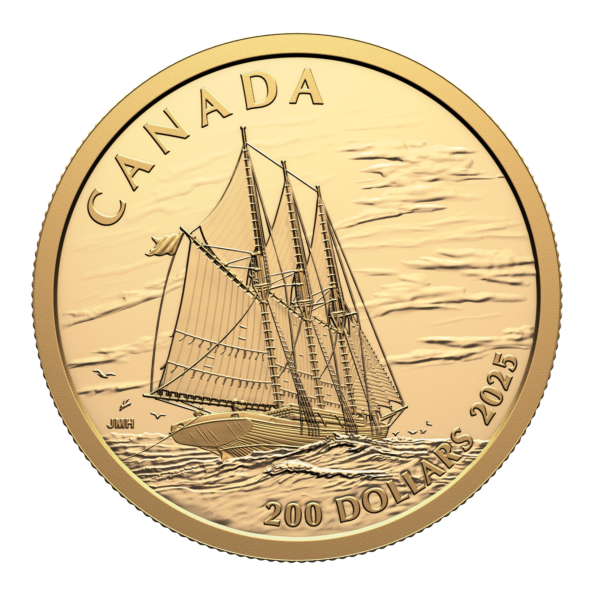 2025 Canada $200 Tall Ships: Three-Masted Schooner Pure Gold Coin