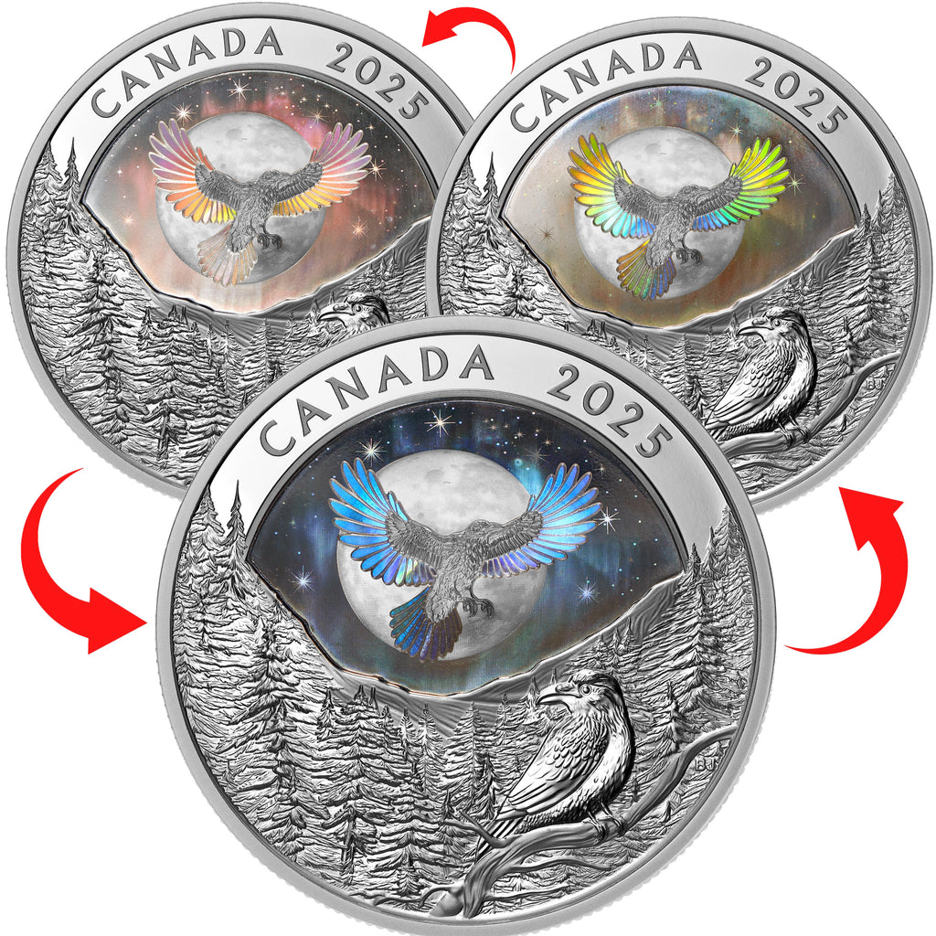 2025 Canada $20 Moon Sky: Raven Holographic Fine Silver Coin (No Tax)