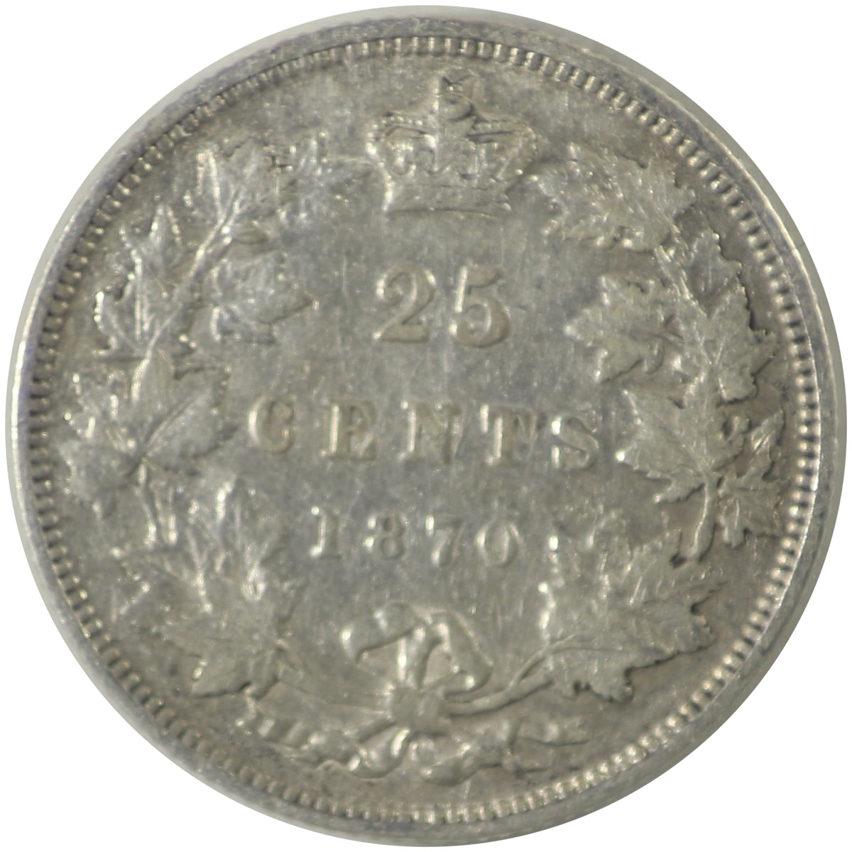 1870 Obv. 1 Canada 25-cents ICCS Certified F12