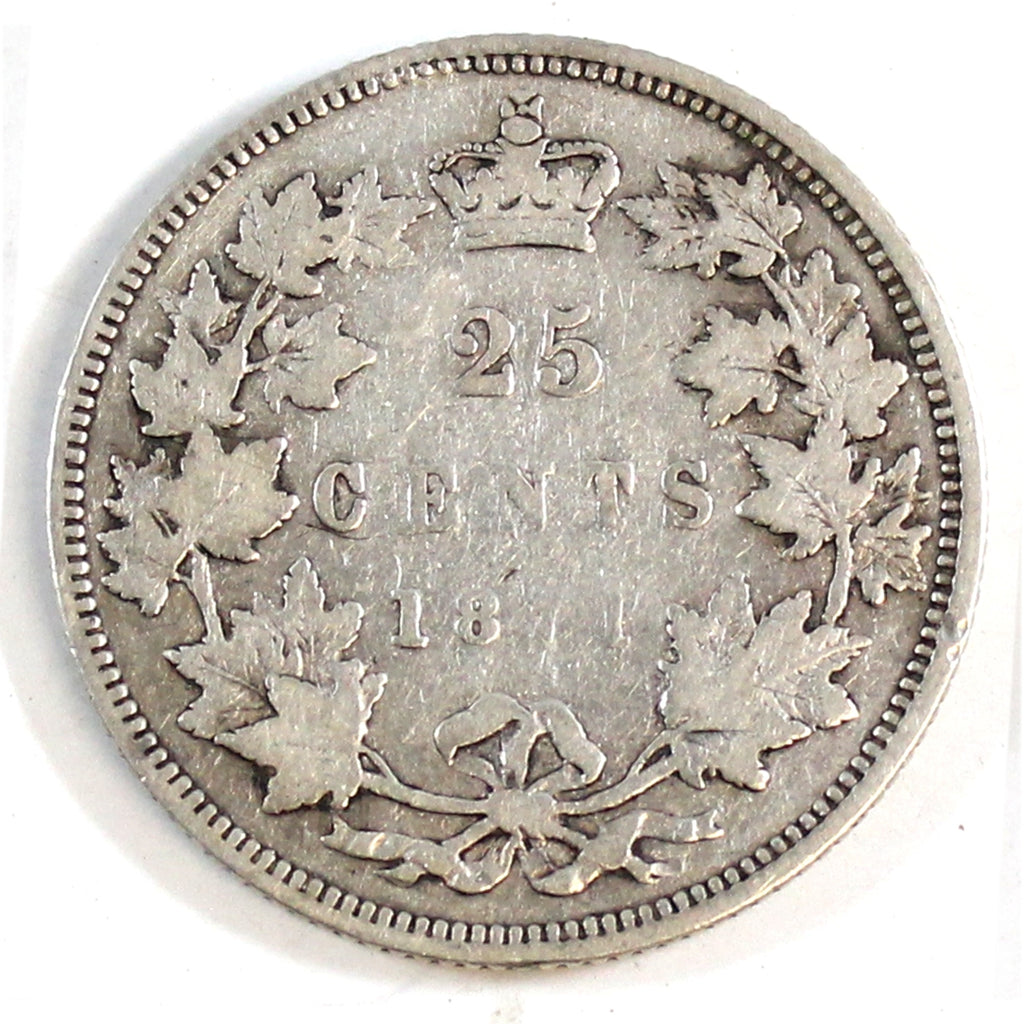1871 Obv. 1 Canada 25-cents Very Good (VG8) $