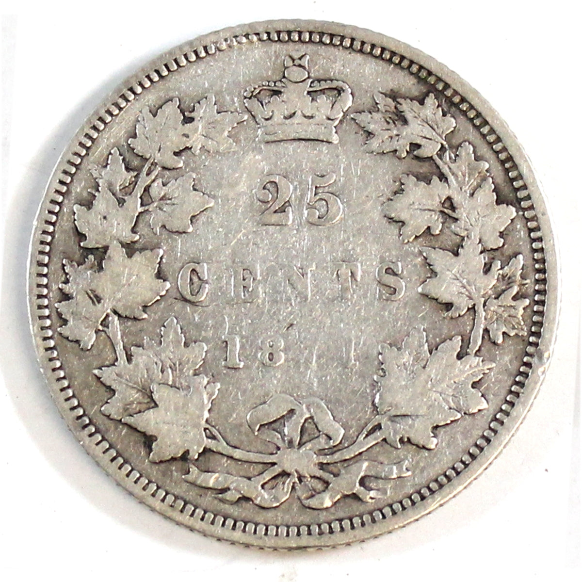 1871 Obv. 1 Canada 25-cents Very Good (VG8) $