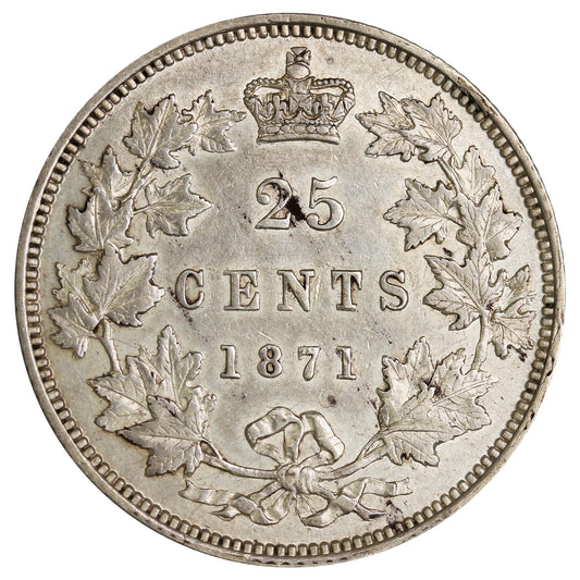 1871 Obv. 2 Canada 25-cents Extra Fine (EF40) $