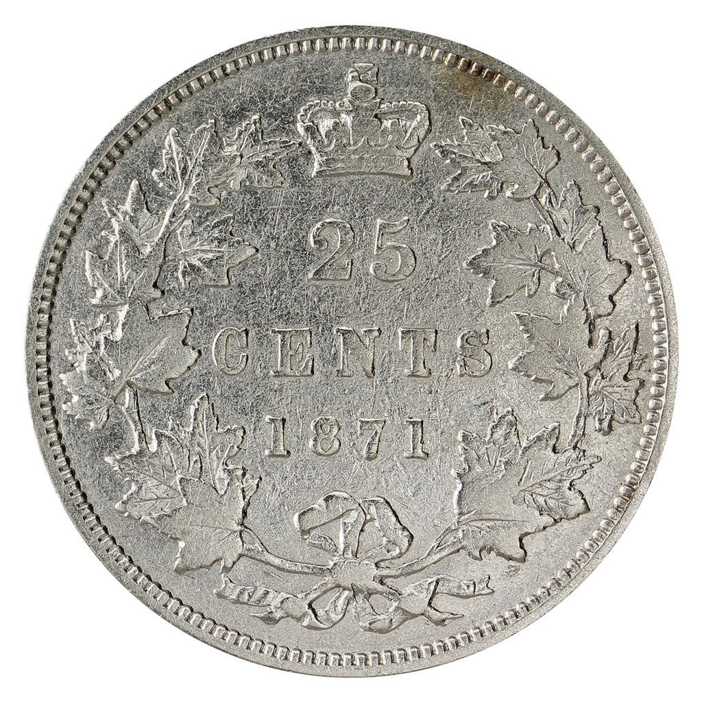 1871 Obv. 2 Canada 25-cents Fine (F12) $