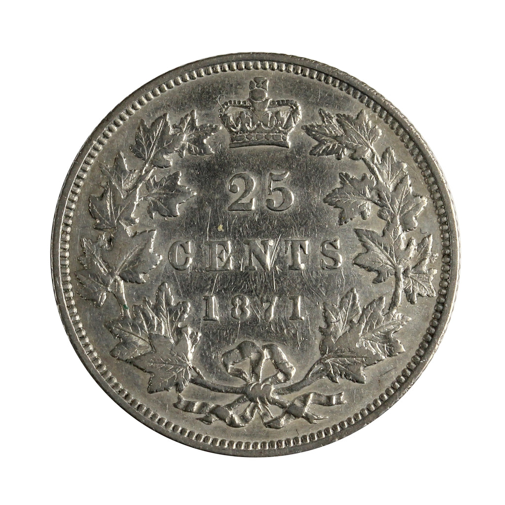 1871 Obv. 2 Canada 25-cents Very Fine (VF20) $