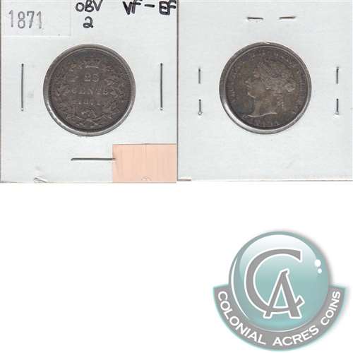 1871 Obv. 2 Canada 25-cents VF-EF (VF30) $