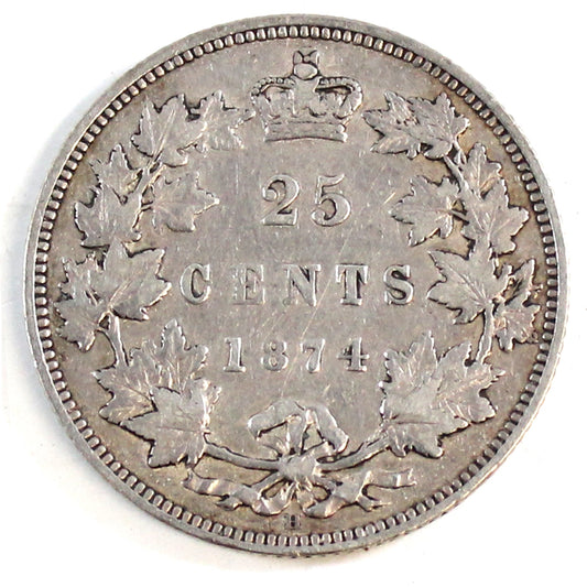 1874H Canada 25-cents F-VF (F15) $